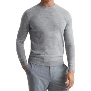 Reiss Wessex Merino Wool Crewneck Sweater Mens Medium (Fits as Small) Soft Gray